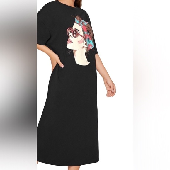 Vintage 80,s 2YK Figure Print style polo  short sleeve Maxi  Dress - Picture 15 of 15